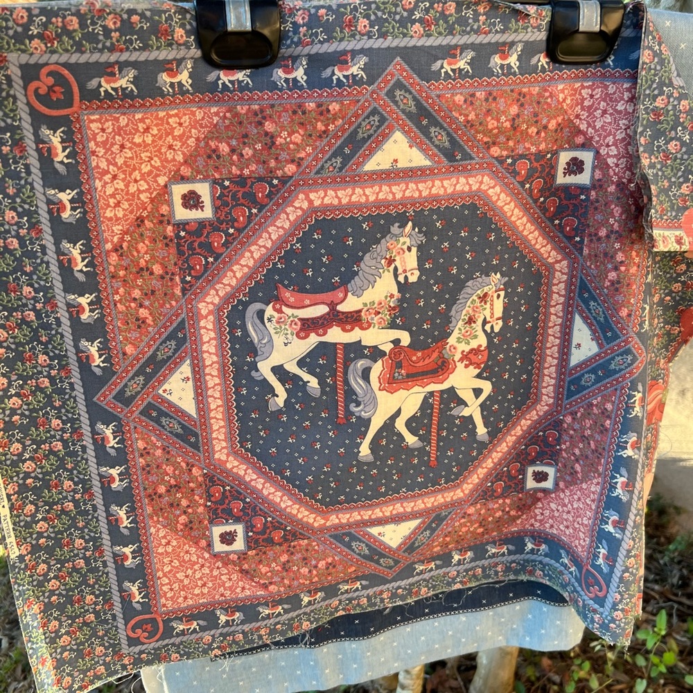 VINTAGE arts and crafts project circa 1990 Carousel Horses! Blue and pink
